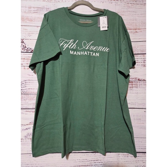 Grayson Threads Tops - Grayson Threads Fifth Avenue Manhattan Graphic Tee Green Heather 3X NEW